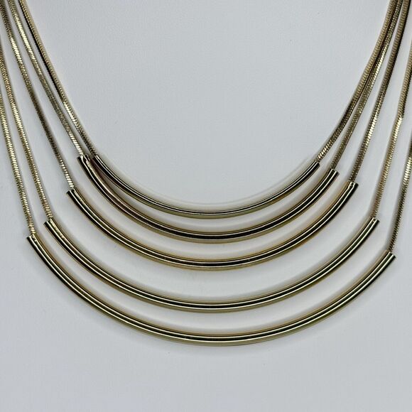 Chicos Gold Tone Tiered Layered Bar Necklace ✨ - Picture 9 of 12